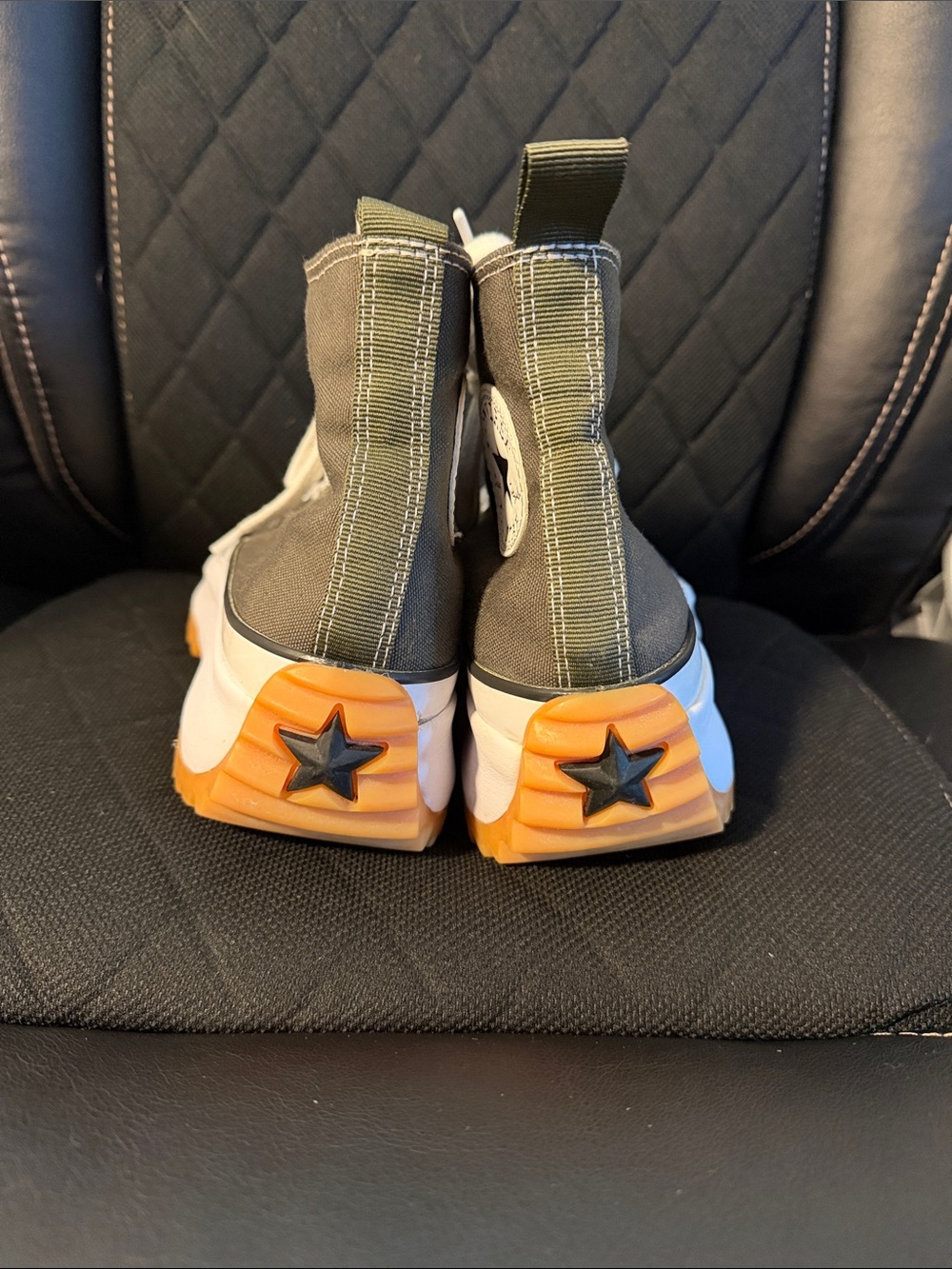 Converse Run Star Hike High Top Platform Sneaker in Olive & White w/ Gum Sole - Picture 4 of 6